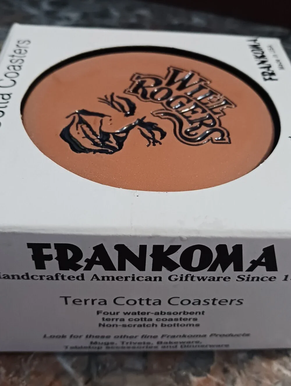 Frankoma Rare Will Rogers Coasters Set, Oklahoma Pottery, NOS